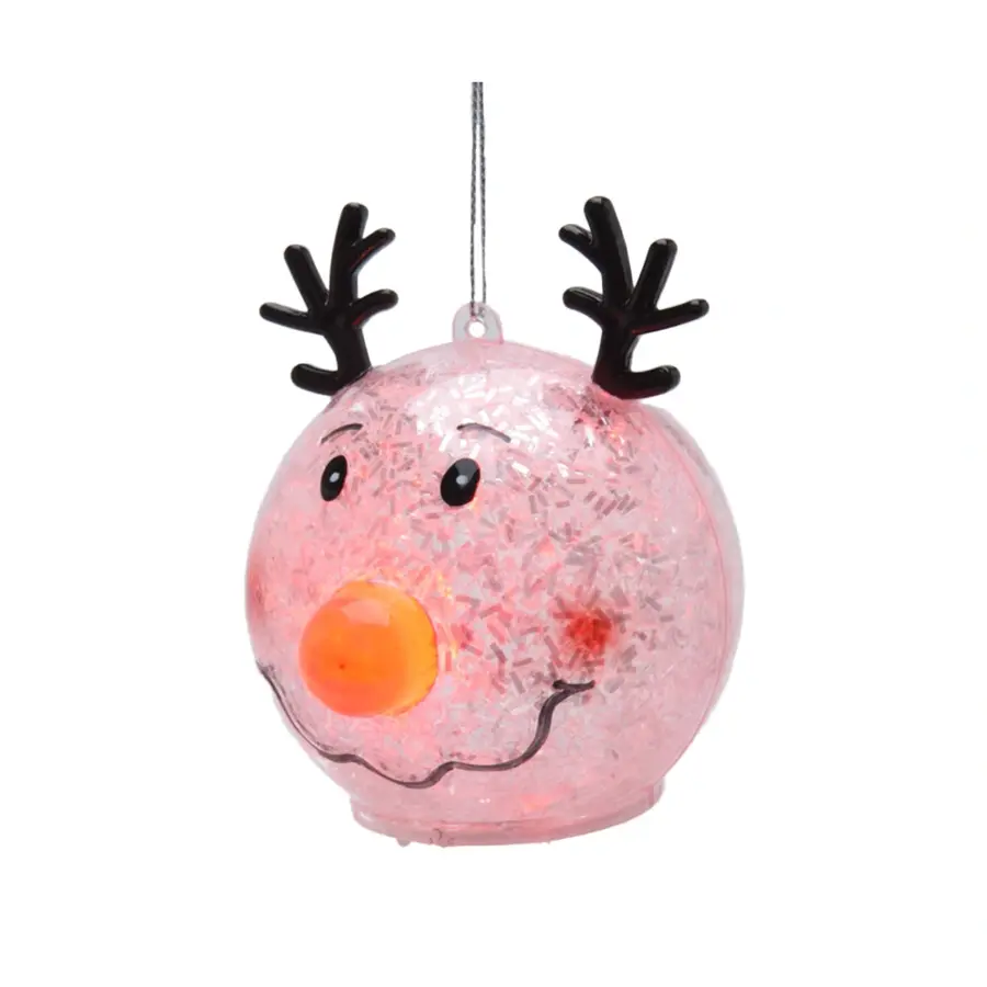 LED Kerstbal Rendier Rood - 8 cm