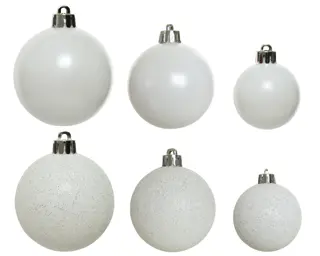 Kerstballen Mix 30 st. - Winterwit - afbeelding 3