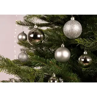 Kerstballen Mix 30 st. - Zilver - afbeelding 2