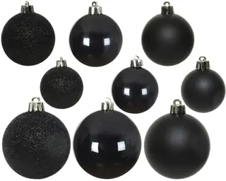 Kerstballen Mix 30 st. - Zwart - afbeelding 2