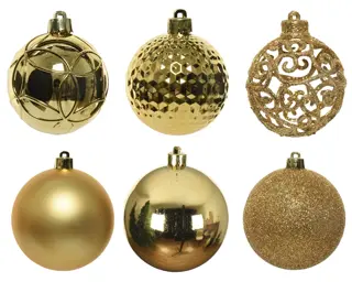 Kerstballen Mix 37 st. - Licht Goud - afbeelding 2