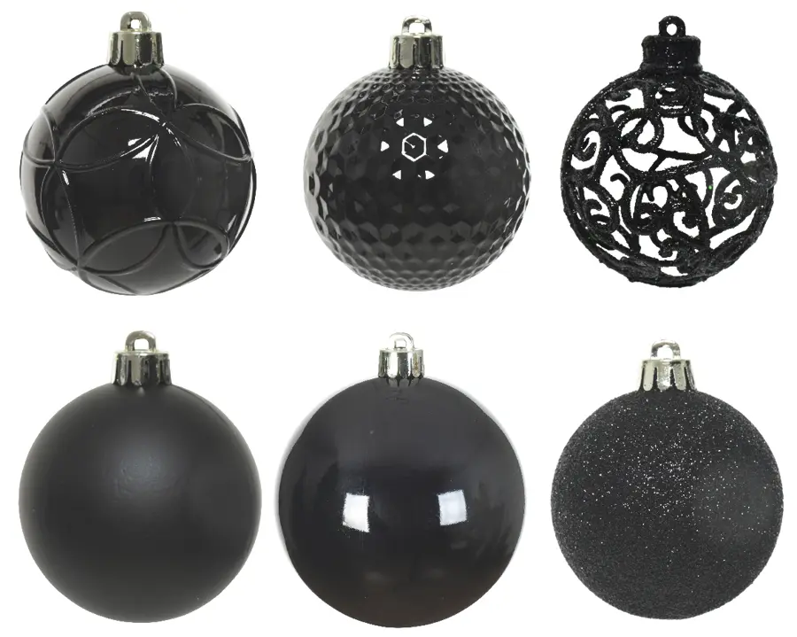 Kerstballen Mix 37 st. - Zwart - afbeelding 3