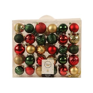 Kerstballen Mix 60 st. - Rood/Groen/Goud