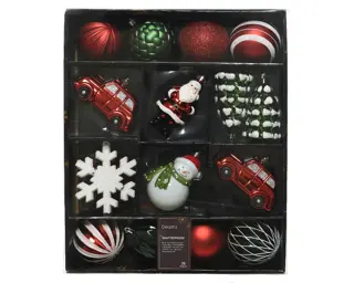 Kerstballen Mixdoos 25 st. - Rood/Groen/Wit - afbeelding 1