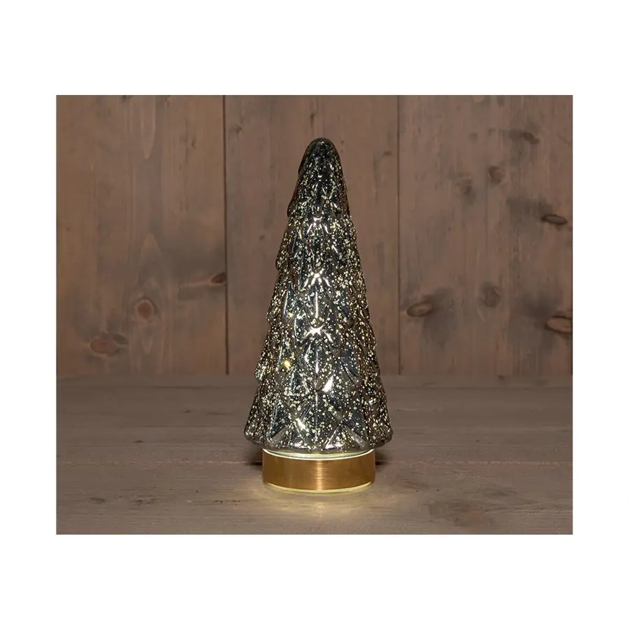 Kerstboompje Glas LED Ø10,5x24,5 cm - Metallic Antraciet