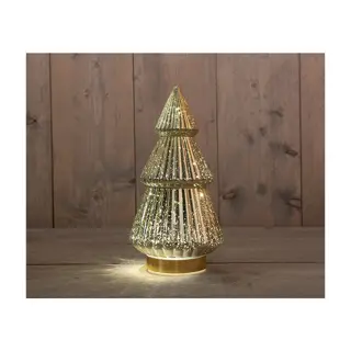 Kerstboompje Glas LED Ø15x28,5 cm - Metallic Goud