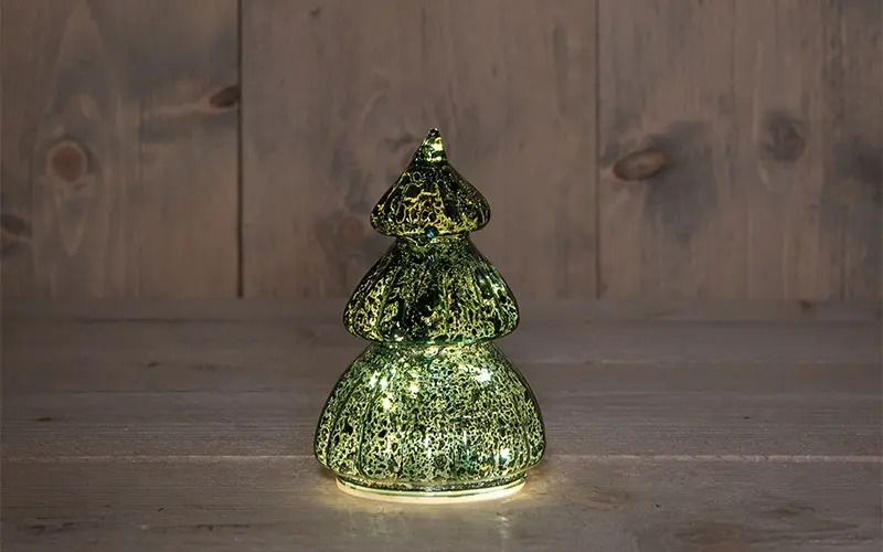 LED Kerstboompje Glas Ø8x15 cm - Groen - afbeelding 1