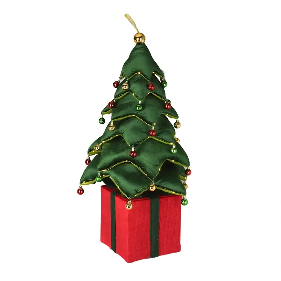 Stoffen Kerstboom met LED - 115 cm - afbeelding 1