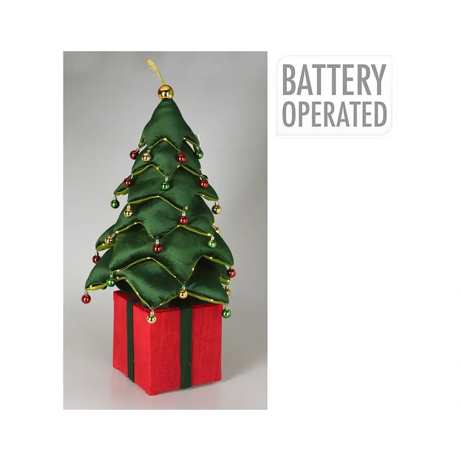 Stoffen Kerstboom met LED - 115 cm - afbeelding 2