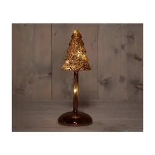 LED Kerstboompje Glas op stam 25,5 cm - Bruin