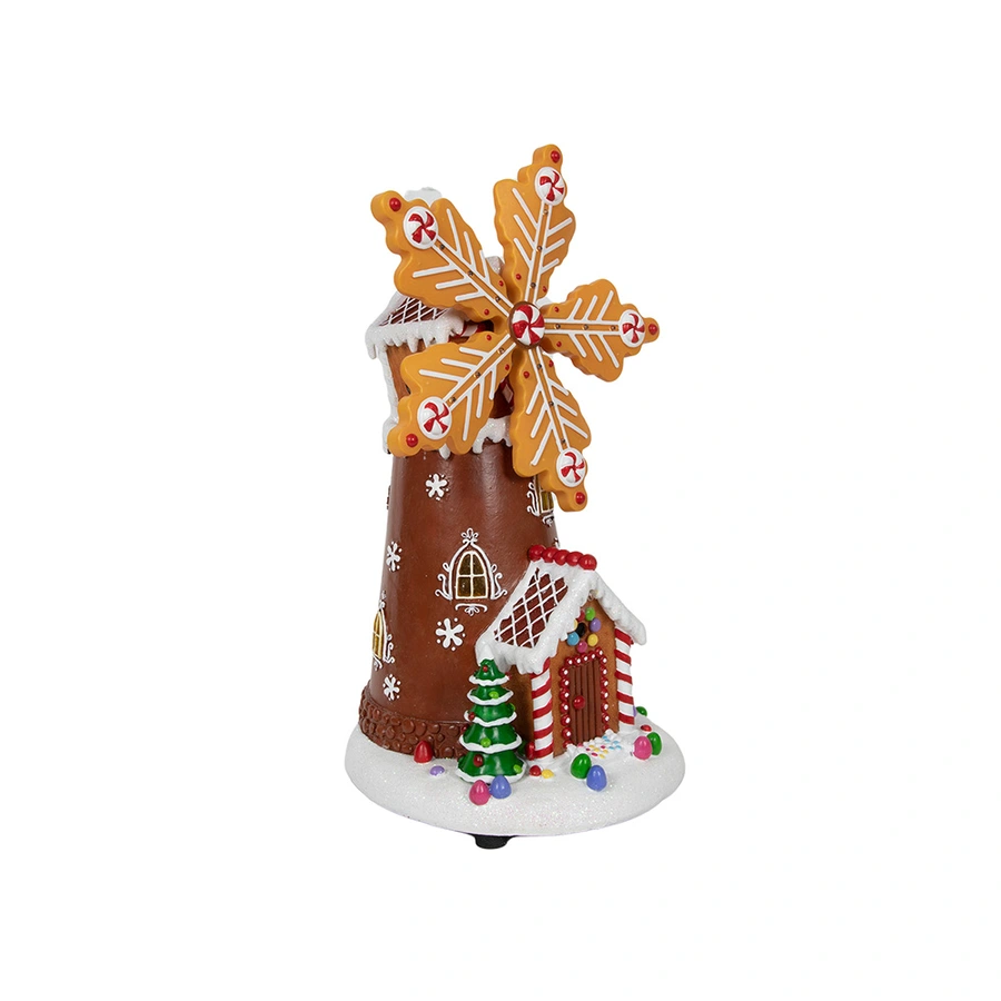 Kerstdorp Kerstmolen LED Gingerbread - 34 cm