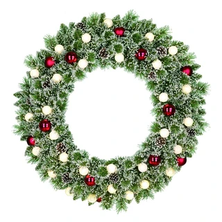 Kerstkrans Kaprun Frosted LED Groen/Rood - 90 | De Boet