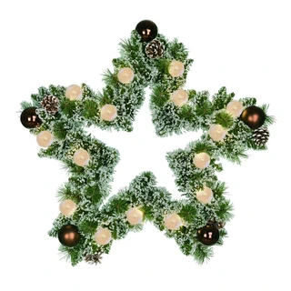 Kerstkrans Ster Frost LED Groen/Koper - 60 cm | De Boet