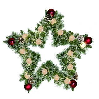 Kerstkrans Ster Frost LED Groen/Rood - 60 cm | De Boet