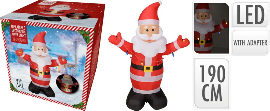 LED Kerstman Opblaasbaar - 190 cm