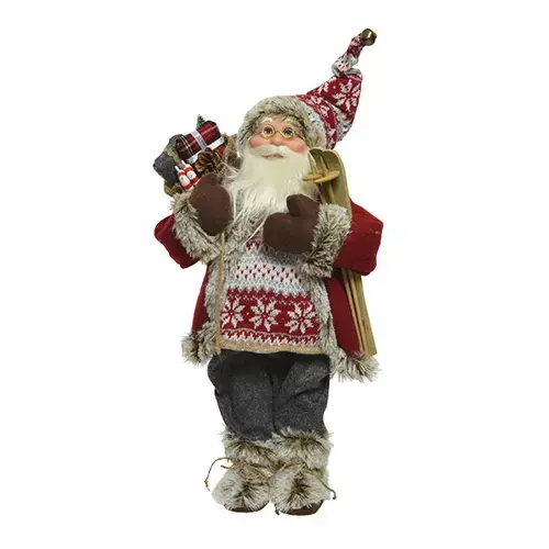 Kerstman Beeld Ski Polyester - 45 cm