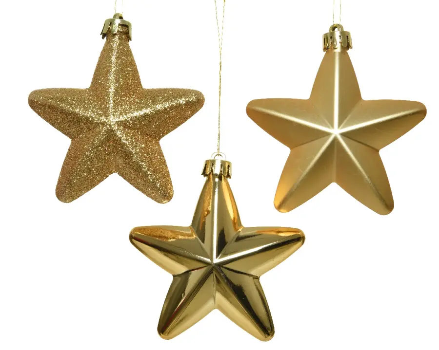 Kerstster Mix 6 st. - Licht Goud - afbeelding 3