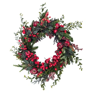 Kunst Kerstkrans Appel/Bes/Dennenappels - Ø52 cm