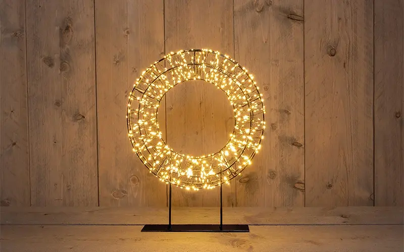 LED Kerstkrans op voet 28x6 cm - afbeelding 1