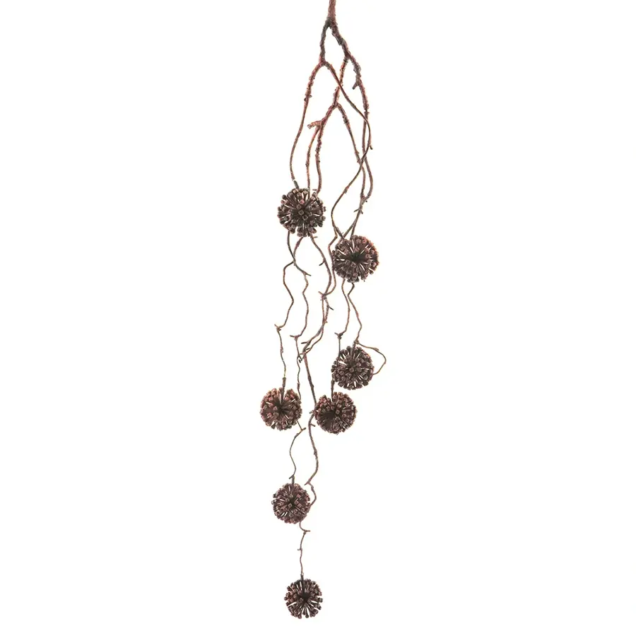 Kunstbloem Allium ball spray hanging copper 87 cm