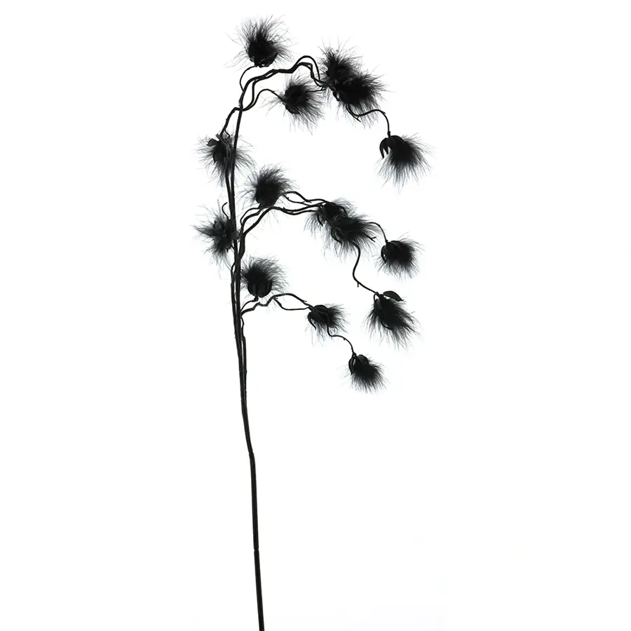 Kunstbloem Fluffy spray black108 cm