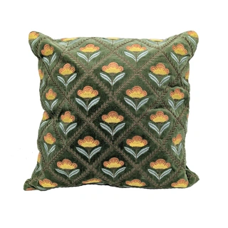 Sierkussen Bloemen Groen Velvet - 45x45 cm | De Boet