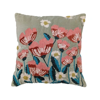 Sierkussen Oranje Bloemen Velvet - 45x45 cm | De Boet