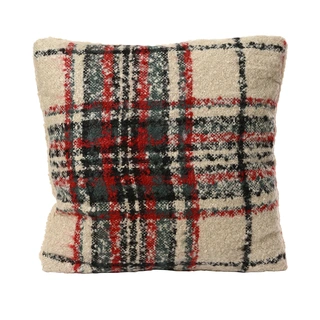 Kerstkussen Ruitjes Wit/Groen/Rood - 45x45 cm | De Boet