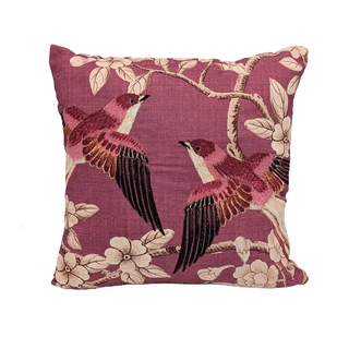 Sierkussen Vogels Maroon - 40x40 cm | De Boet