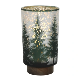 LED Lamp Glas Kerstboom met Houten Voet Ø12x20 cm | De Boet