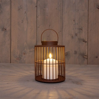 Lantaarn met LED Kaars Terra - Ø15x18 cm | De Boet