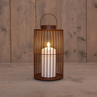 Lantaarn met LED Kaars Terra - Ø15x26 cm | De Boet