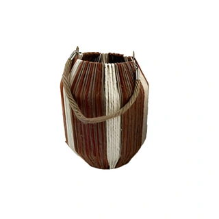 Lantaarn Tonvormig Rood/Wit Streep - 24 cm | De Boet