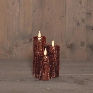LED Druipkaars Bundel Brons - Ø11x16,5 cm