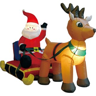 LED Kerstman Met Rendier Discolicht Polyester - 150 cm