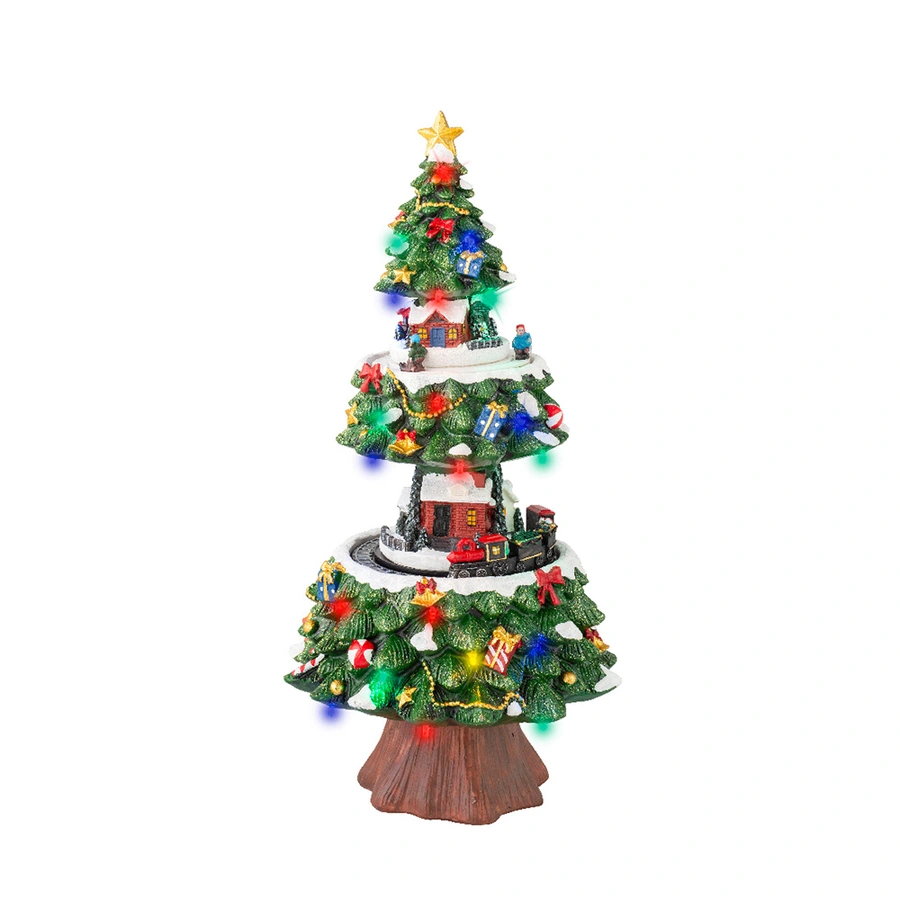 Kerstdorp LED Kerstboom met Treintje - Ø21x41 cm - afbeelding 1