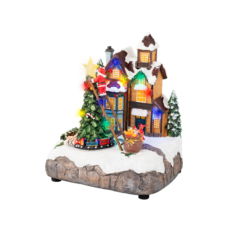 Kerstdorp LED Tafereel Kerstboom Versieren - 16x19x22 cm - afbeelding 1