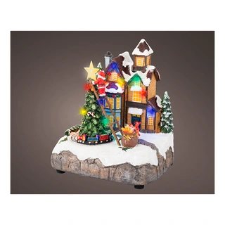 Kerstdorp LED Tafereel Kerstboom Versieren - 16x19x22 cm - afbeelding 2