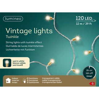 LED Vintage Kerstboomverlichting Twinkel Transparant - 12 m - afbeelding 3