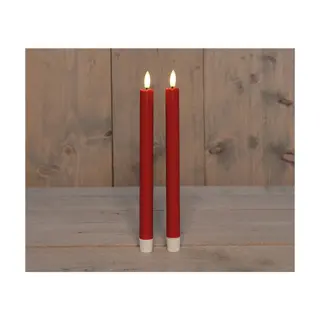 LED Dinerkaarsen 3D Vlam 25 cm - Rood