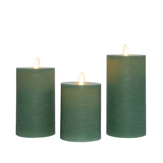 LED Kaarsen Set Rustiek Jade Groen - 3 st. | De Boet