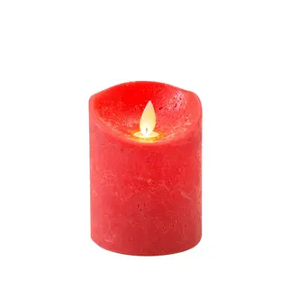 LED Kaars Rustiek 7,5x10 cm - Rood - afbeelding 2