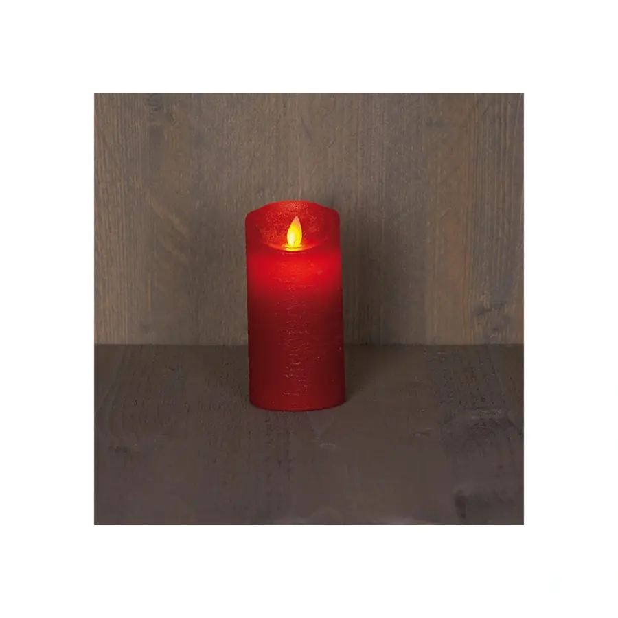 LED Kaars Rustiek 7,5x15 cm - Rood - afbeelding 1