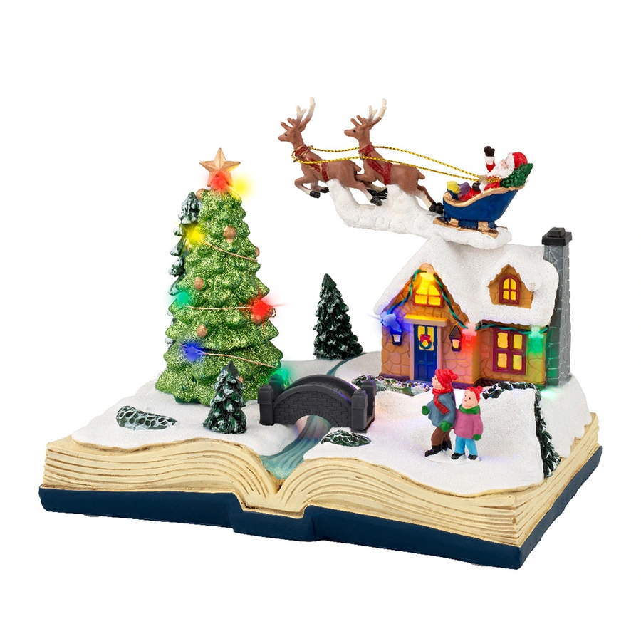 Kerstdorp LED Tafereel Kerstdorp in Boek - 14,5x21x16 cm - afbeelding 1