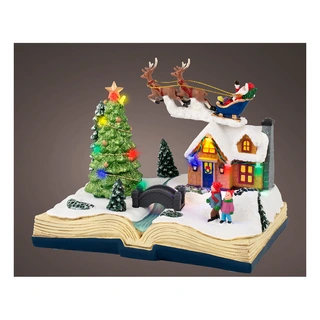 Kerstdorp LED Tafereel Kerstdorp in Boek - 14,5x21x16 cm - afbeelding 2