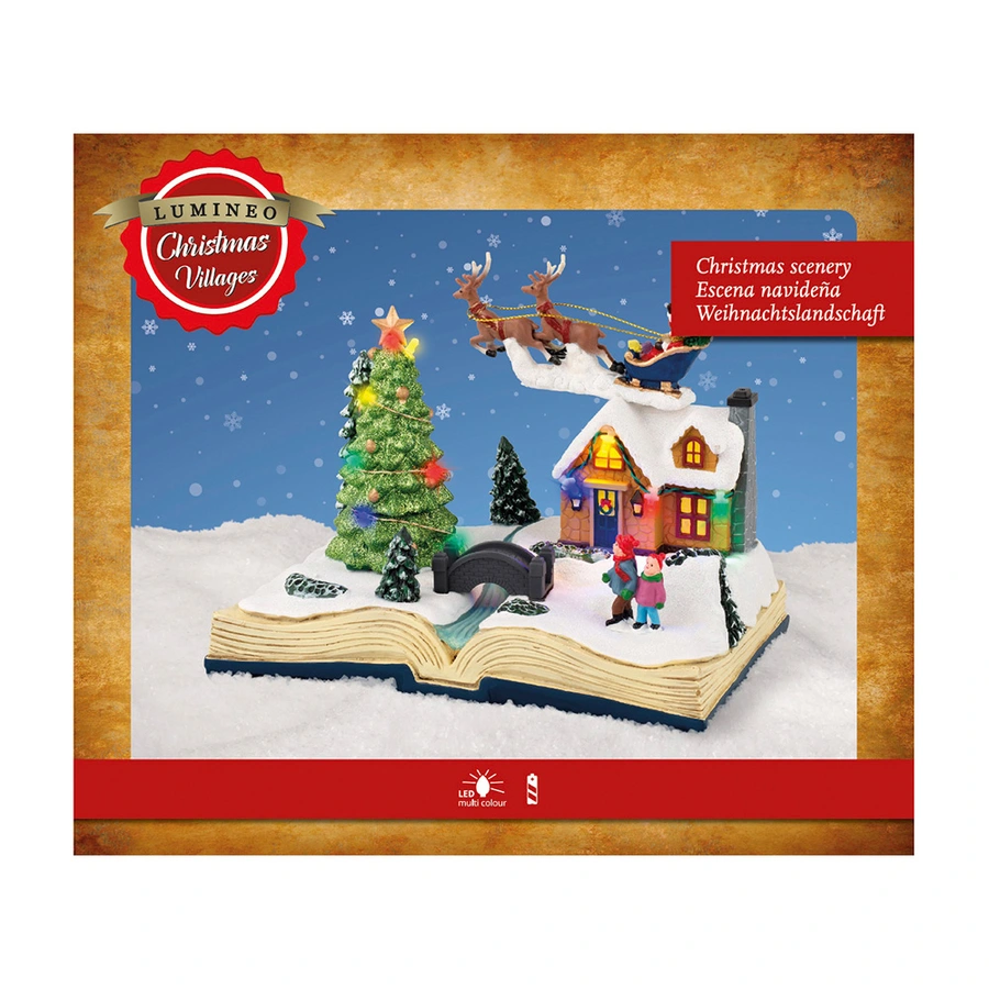 Kerstdorp LED Tafereel Kerstdorp in Boek - 14,5x21x16 cm - afbeelding 3