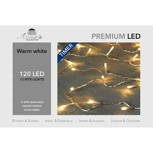 LED Kerstverlichting Transparant 12 m - Warm wit