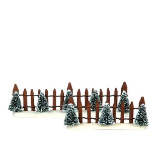 Luville Fence wooden with trees - set of 2