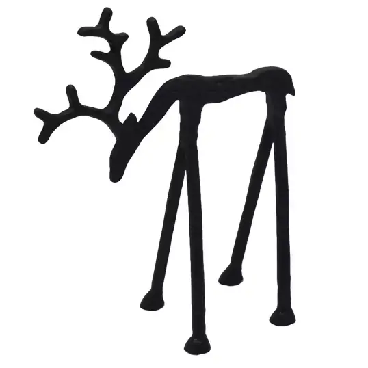 Metal Deer Standing L - Zwart