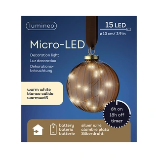 Micro LED Bal Bruin - Ø10 cm - afbeelding 3